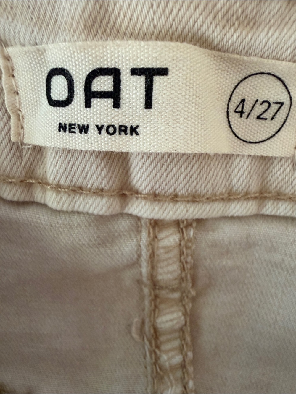 OAT New York Ecru Denim Midi Skirt Front Slit Size 4/27 - Picture 2 of 7